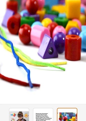 Diğer Renkli Eğitici Ahşap Blok ve İp Oyunu