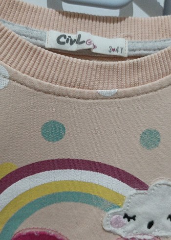 24-36 Ay Beden Kız Çocuk Bej Baskılı Uzun Kollu Sweatshirt