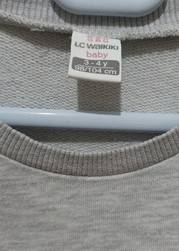 24-36 Ay Beden gri Renk Kız Çocuk Gri Fırfırlı Sweatshirt
