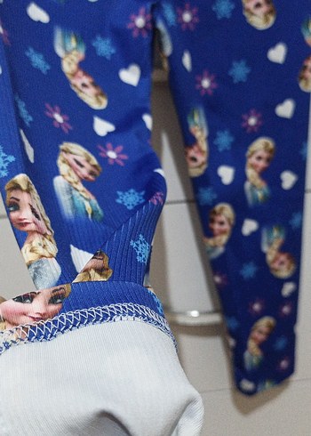 Kız Çocuk Mavi Baskılı Tayt - Görsel 4