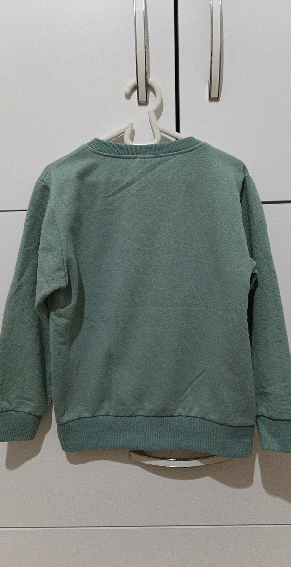 Kız Çocuk Yeşil Baskılı Sweatshirt ve Eşofman Takımı - Görsel 3