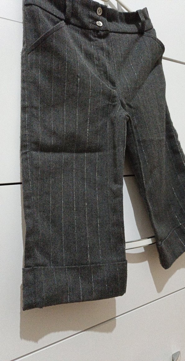 Gri Düğmeli Pantolon - Görsel 3