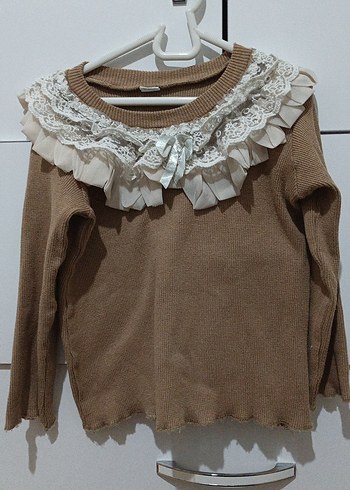 Kahverengi Fitilli Kız Çocuk Takım - Görsel 2