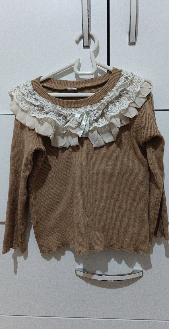 Kahverengi Fitilli Kız Çocuk Takım - Görsel 2