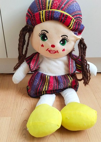Beden Renkli Kumaş Bebek Sarı Ayakkabılı (48 cm)