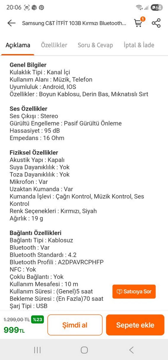 Samsung Bluetooth Kulaklık - Görsel 3