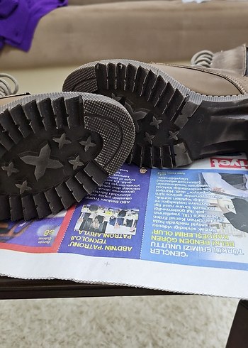 Kahverengi Deri Yüksek Topuklu Bağcıklı Kadın Bot - Görsel 5