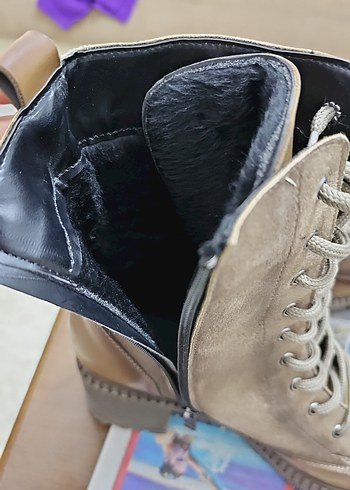 Kahverengi Deri Yüksek Topuklu Bağcıklı Kadın Bot - Görsel 4