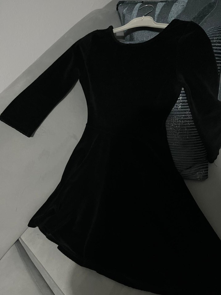 Siyah Pilili uzun Kollu mini elbise - Görsel 2