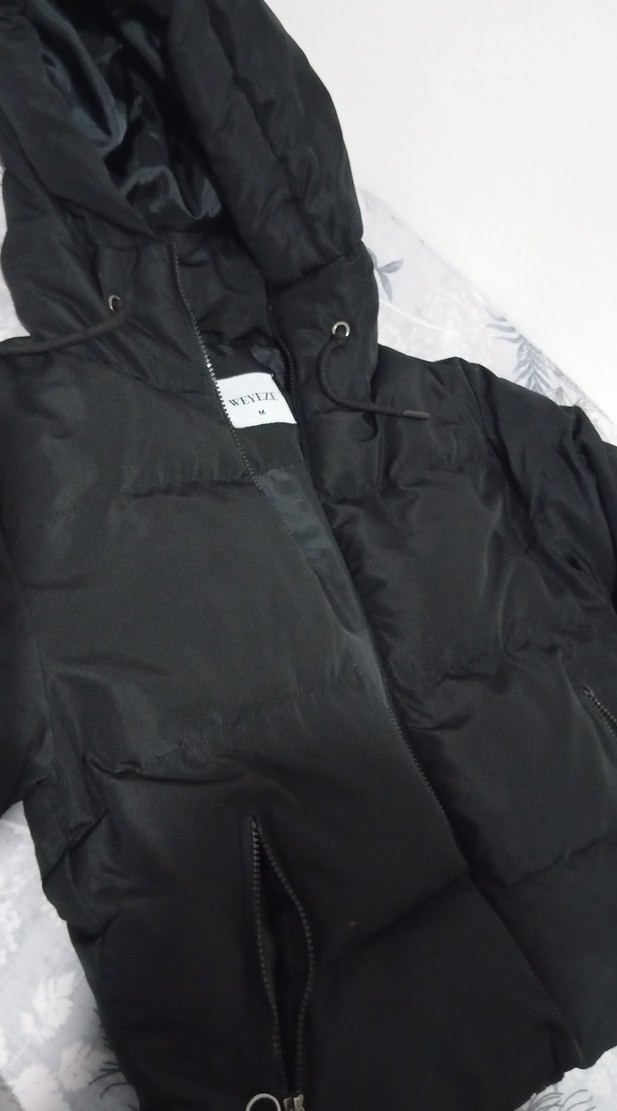 Siyah Fermuarlı Kadın Kışlık mont - Görsel 2