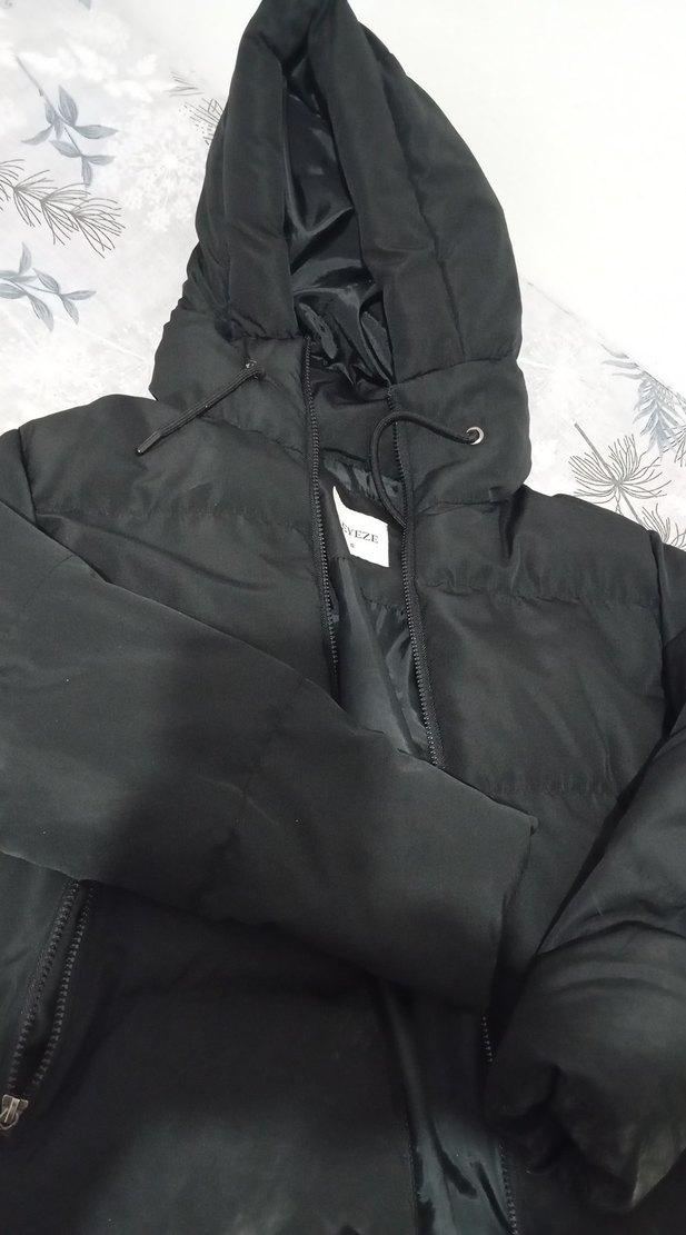 fermuarli Siyah Kadın Kışlık Mont - Görsel 2