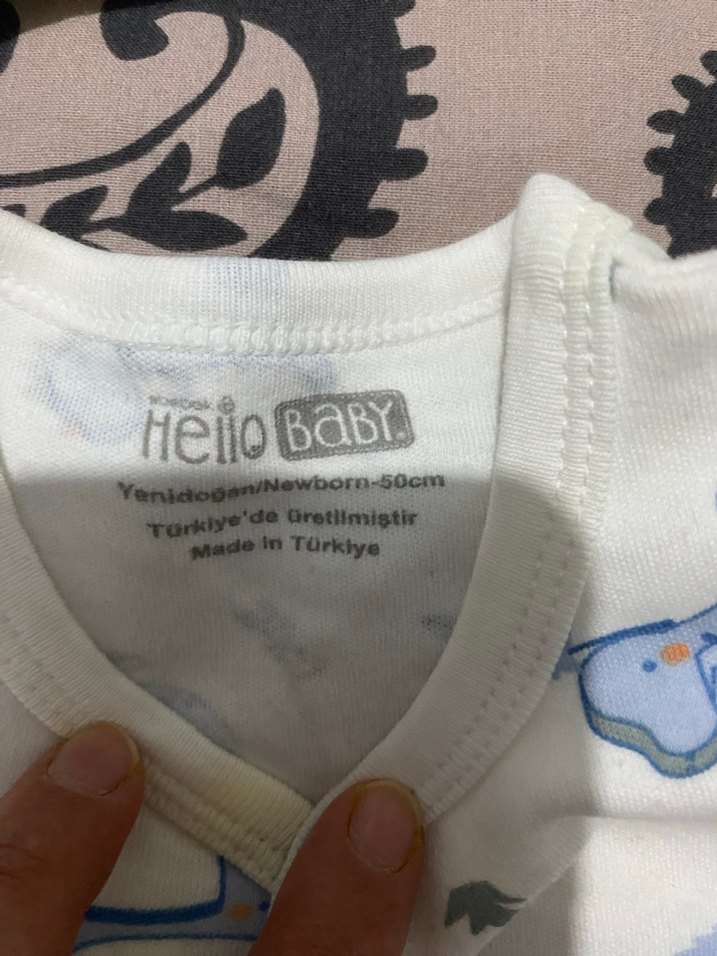 Uzun Kollu Baskılı Bebek Tulum ve Şapka - Görsel 2