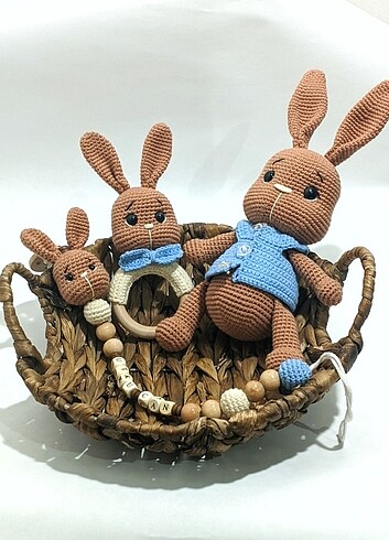 Amigurumi Tavşan Emzik Askılı Set 