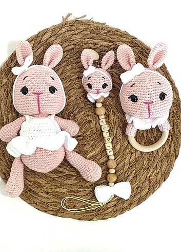 Bebek Amigurumi Tavşan Set Uyku Arkadaşı