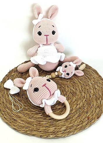 Diğer Bebek Amigurumi Tavşan Set Uyku Arkadaşı