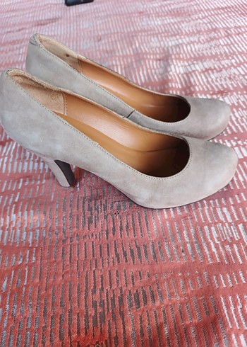 Bej Süet Kadın Topuklu Stiletto - Görsel 2