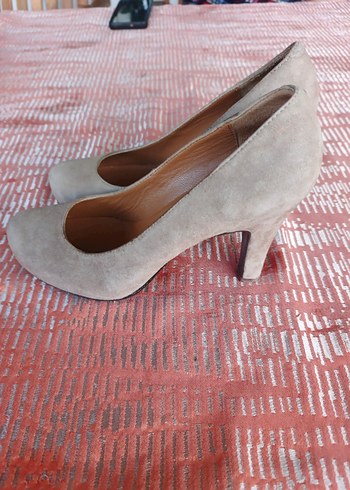 Bej Süet Kadın Topuklu Stiletto - Görsel 4