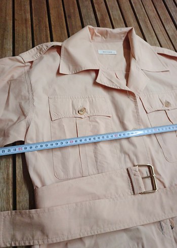 Kadın Bej Kısa Kollu Kemerli Trençkot - Görsel 3