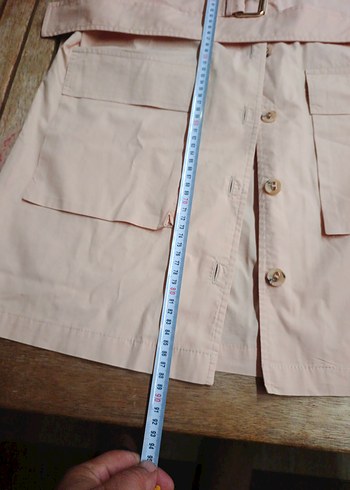 Kadın Bej Kısa Kollu Kemerli Trençkot - Görsel 2