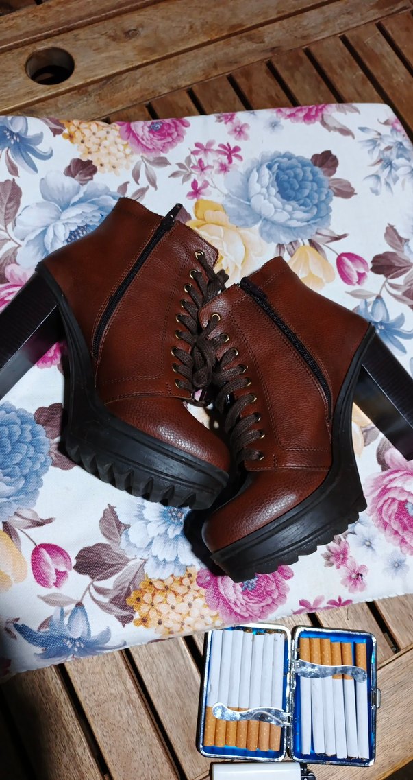 Kahverengi Deri Yüksek Topuklu Kadın Bot - Görsel 5