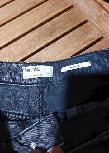 Gri siyah Salaş Mini Denim Şort - Görsel 2