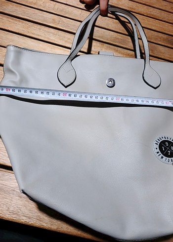 Gri Deri Fermuarlı Kadın Çanta - Görsel 4