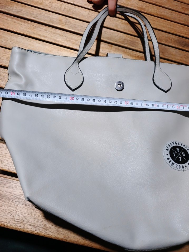 Gri Deri Fermuarlı Kadın Çanta - Görsel 4