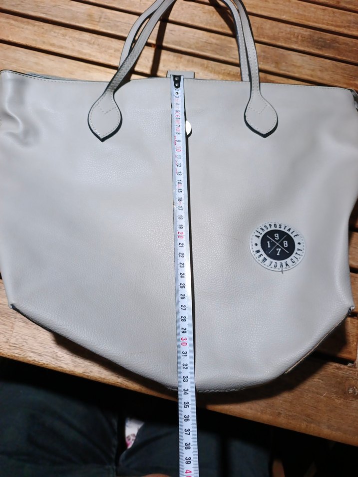 Gri Deri Fermuarlı Kadın Çanta - Görsel 3