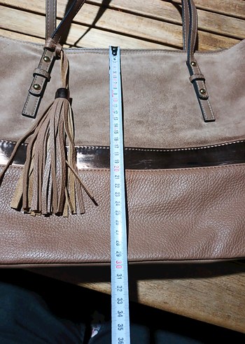 Bej Süet Püsküllü Kadın Çanta - Görsel 2