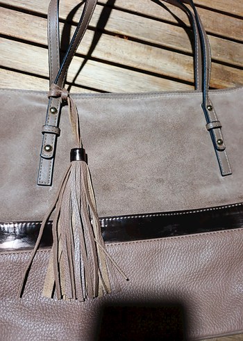 Bej Süet Püsküllü Kadın Çanta - Görsel 4