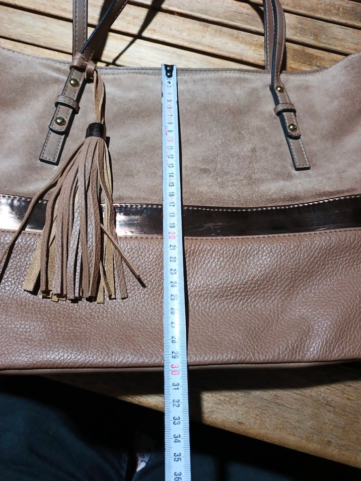 Bej Süet Püsküllü Kadın Çanta - Görsel 2