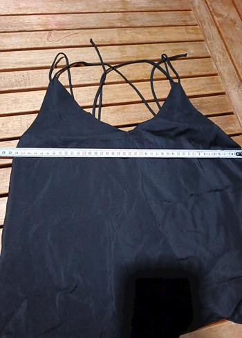 Siyah Askılı Mini Saten Bluz - Görsel 4