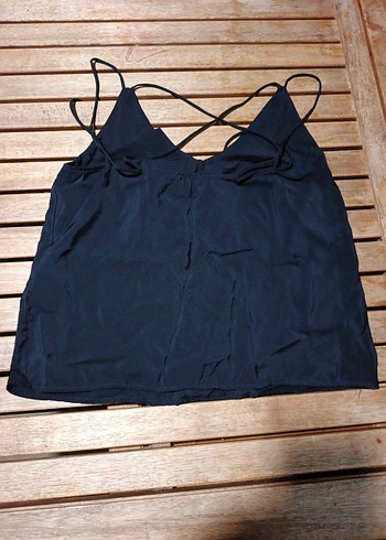 Siyah Askılı Mini Saten Bluz - Görsel 3