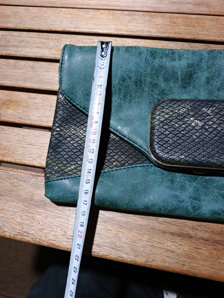 Vintage Yılan Desenli yeşil Deri Kadın Portföy Çanta - Görsel 3