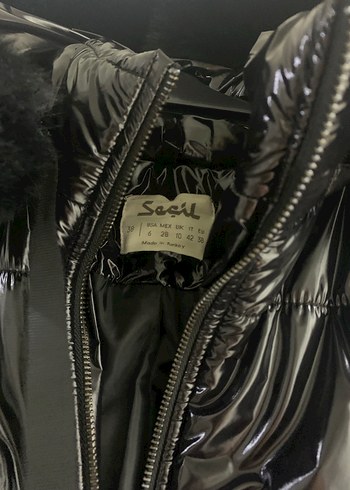 Siyah kürklü Seçil mont - Görsel 2