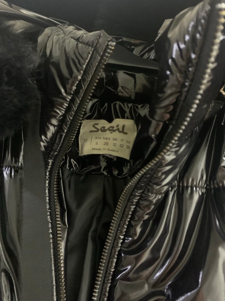 Siyah kürklü Seçil mont - Görsel 2