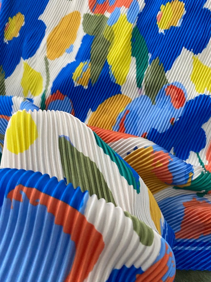 Renkli Pileli Kadın şal eşarp - Görsel 2