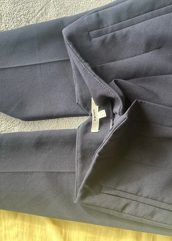 Düz Kesim Lacivert Kumaş Kadın Pantolon - Görsel 3