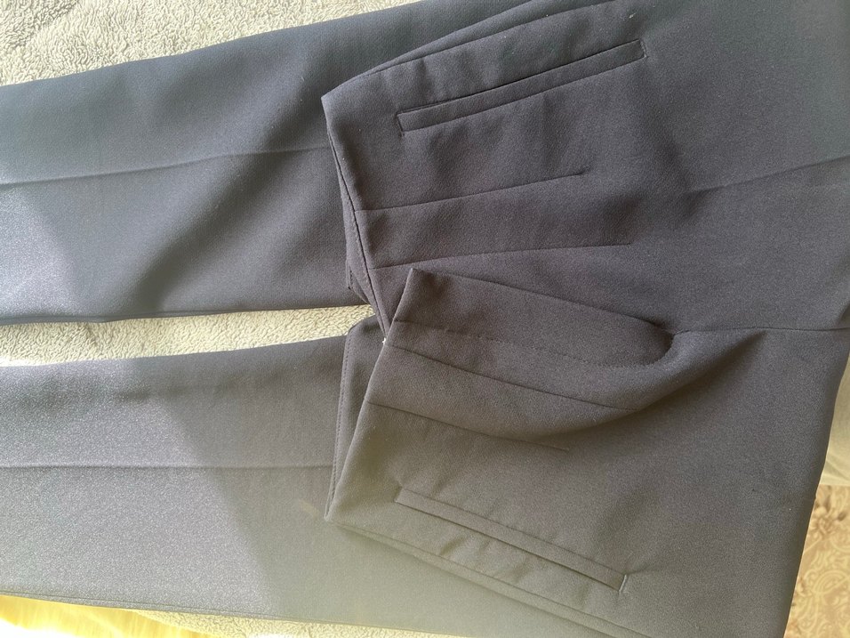 Düz Kesim Lacivert Kumaş Kadın Pantolon - Görsel 2