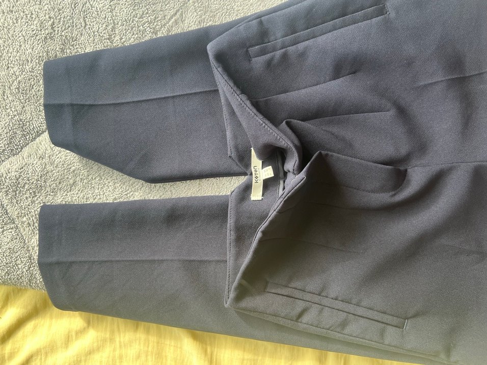 Düz Kesim Lacivert Kumaş Kadın Pantolon - Görsel 3