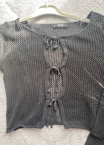 Siyah Örgü Kadın Triko Hırka - Görsel 2