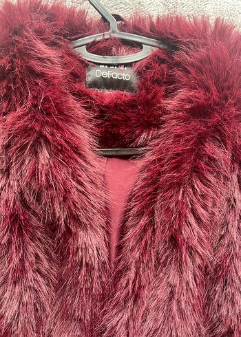 Bordo Kürk Detaylı Kadın Midi Kaban - Görsel 2