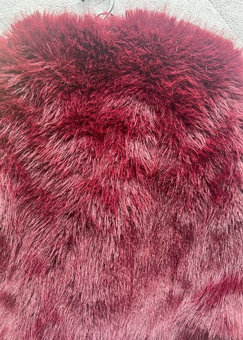 Bordo Kürk Detaylı Kadın Midi Kaban - Görsel 3