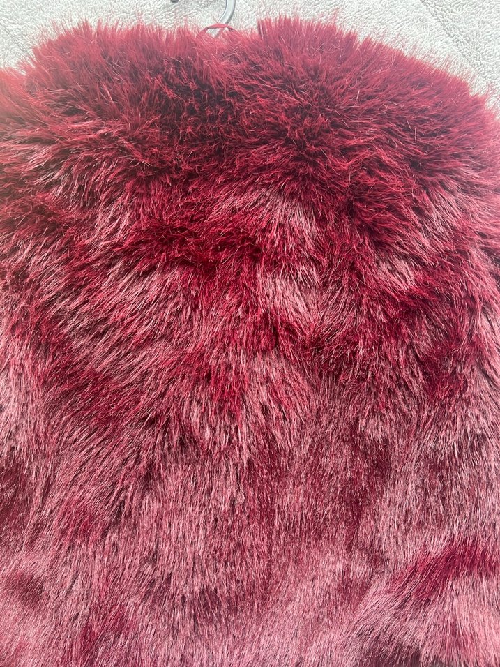 Bordo Kürk Detaylı Kadın Midi Kaban - Görsel 3