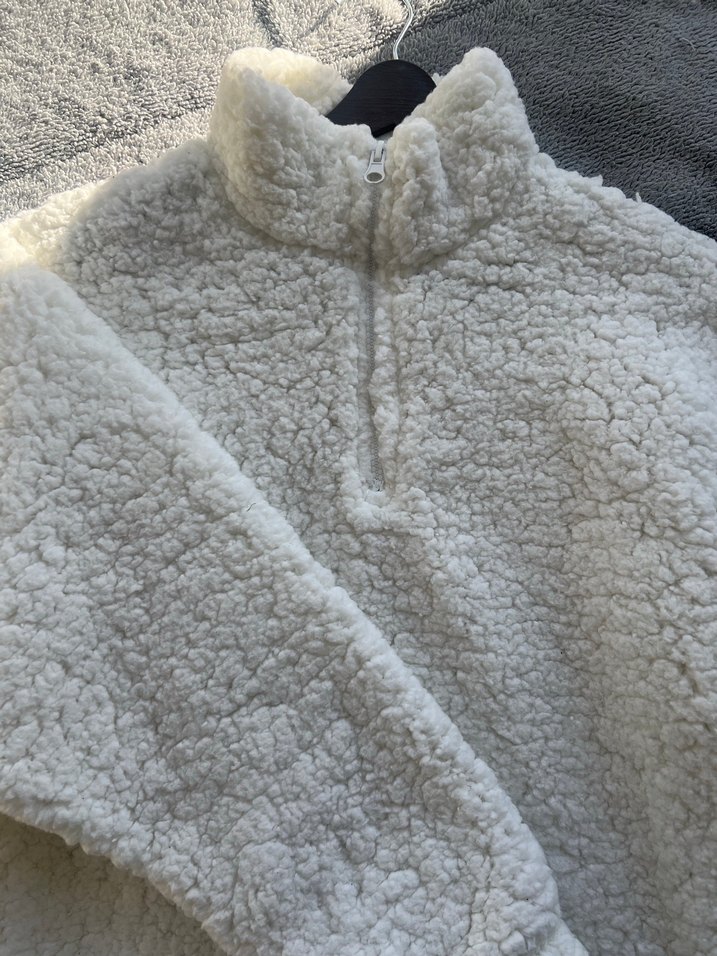 Gri Kadın Peluş Yumuşak Fermuarlı Sweatshirt - Görsel 2