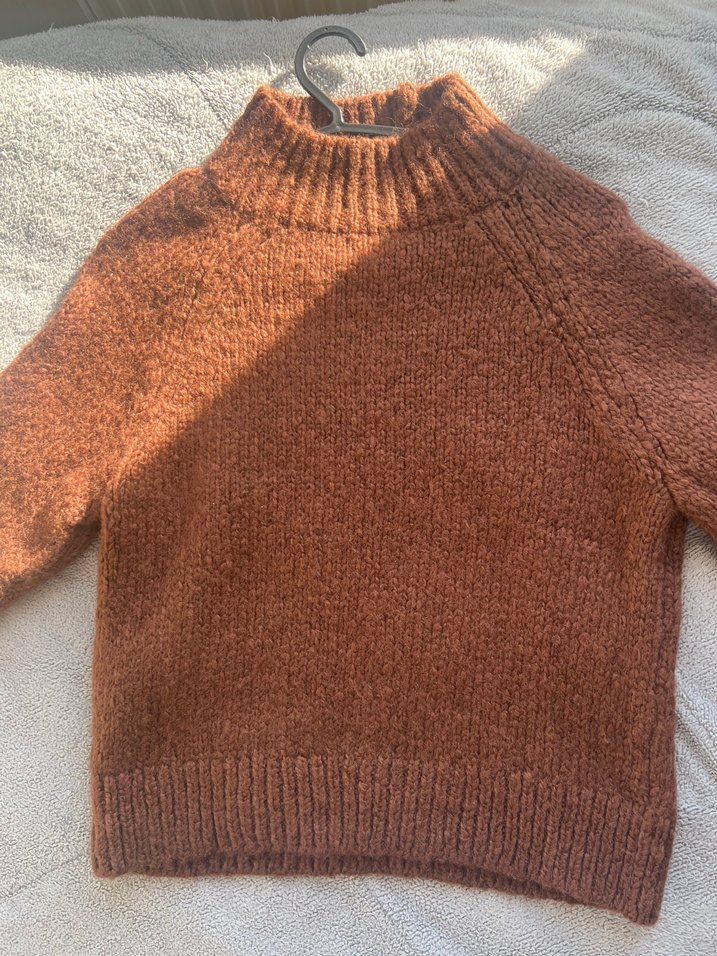 Kadın Örgü Kahverengi Bisiklet Yaka Kazak - Görsel 2