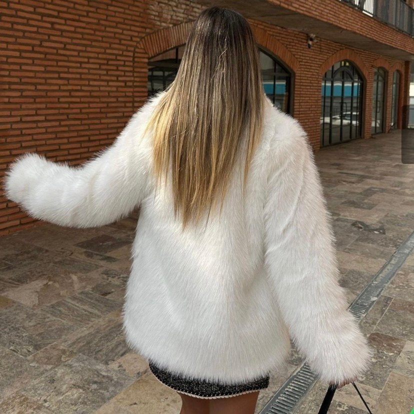 Premium Ceket Yaka Beyaz Kürk - Görsel 3