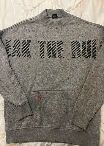 Gri Baskılı Kadın Sweatshirt - Görsel 2