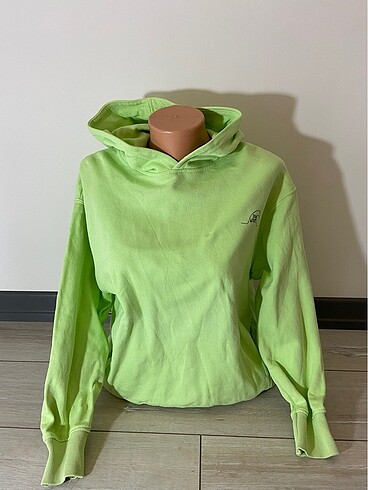 Zara Neon yeşil kapüşonlu sweat