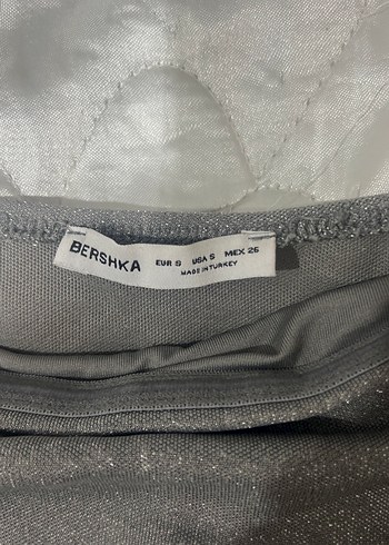 Bershka Gri Drapeli Straplez Kadın Bluz